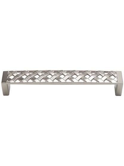 Lattice Cabinet Pull - 5 inch Center-to-Center in Polished Nickel.